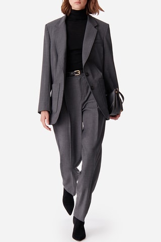 Blazer oversize em lã virgem - Cinzento