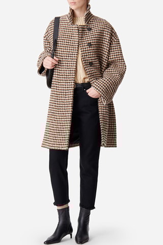 Sobretudo oversize em alpaca, lã virgem e lã - Camel