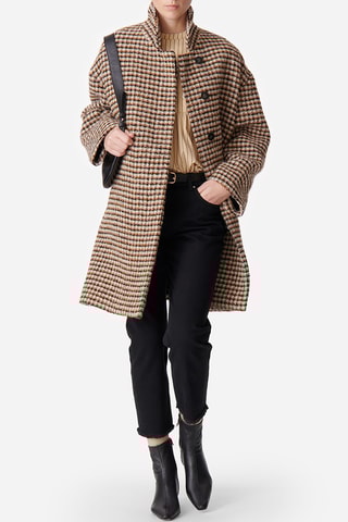 Sobretudo oversize em alpaca, lã virgem e lã - Camel