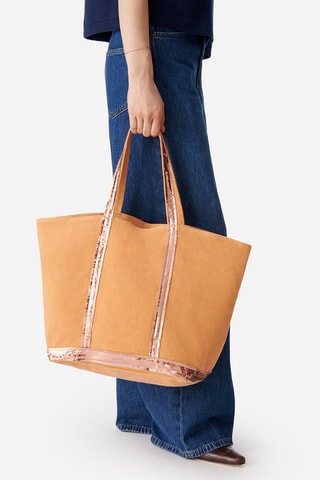 Mala shopper em linho - Castanho-claro