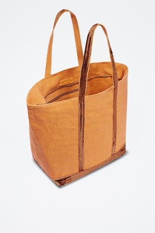 Mala shopper em linho - Castanho-claro