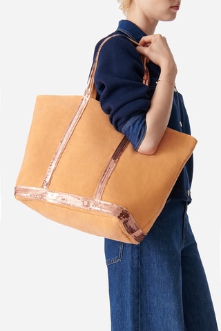 Mala shopper em linho - Castanho-claro