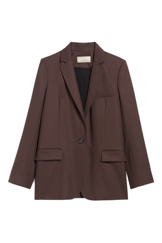 Blazer em lã virgem - Castanho