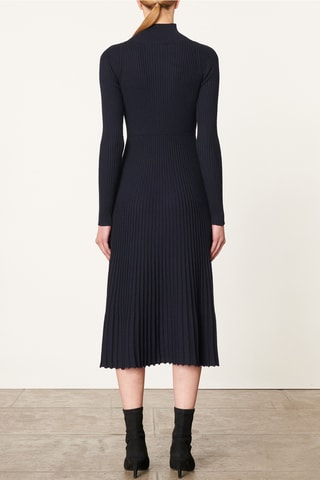 Vestido midi em lã - Azul-marinho