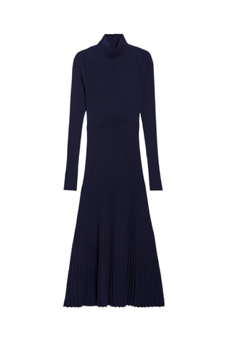 Vestido midi em lã - Azul-marinho
