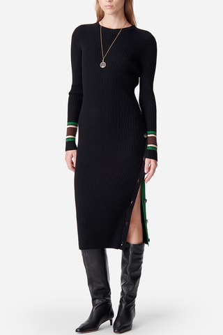 Vestido midi em lã - Preto
