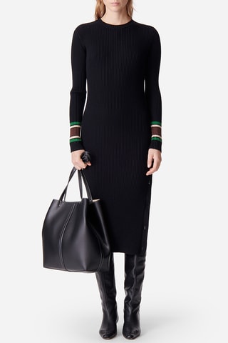 Vestido midi em lã - Preto