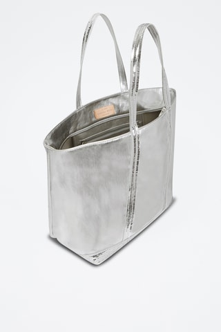 Mala shopper em couro - Prateado