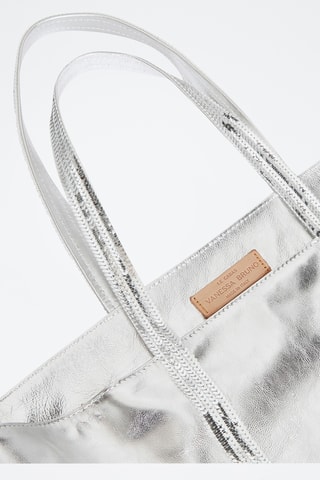 Mala shopper em couro - Prateado