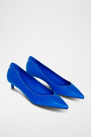 Sapatos de salto em couro de cordeiro envernizado - Azul