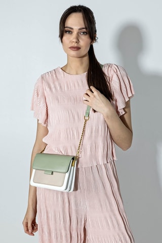 Sac bandoulière - Kaki et rose poudré