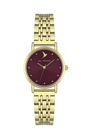Montre à quartz en acier - Doré et bordeaux - Emily Westwood