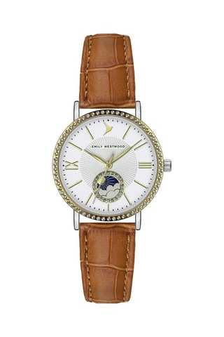 Montre à quartz en cuir - Marron et argenté - Emily Westwood
