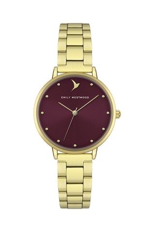 Montre à quartz en acier - Doré et bordeaux  - Emily Westwood