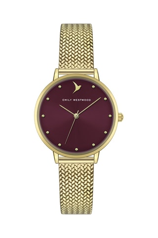 Montre à quartz en acier - Doré et bordeaux  - Emily Westwood