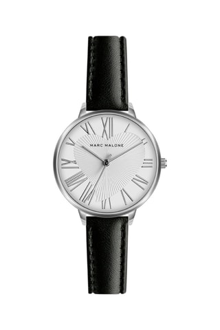 Montre à quartz en cuir et plaqué ion argent Sophia - Marc Malone