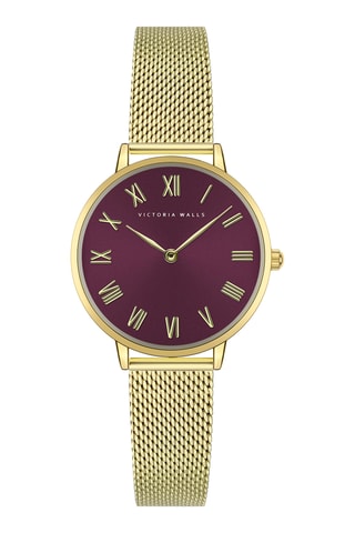 Montre à quartz en acier - Doré et bordeaux - Victoria Walls