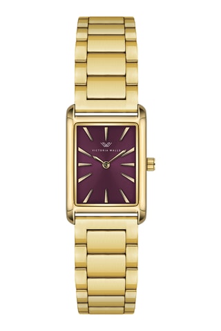 Relógio de quartzo em aço - Dourado e bordô - Victoria Walls