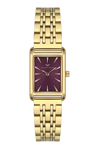 Montre à quartz en acier - Doré et bordeaux - Victoria Walls
