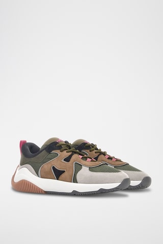 Leren Sneakers - Groen en Bruin