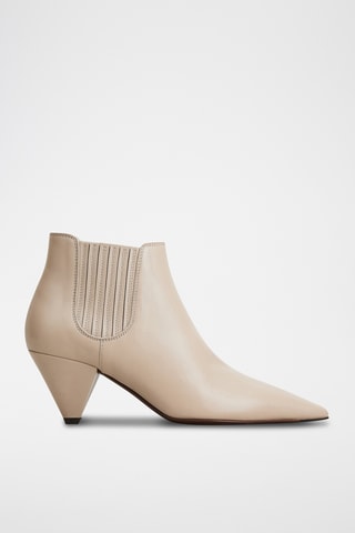 Leren Enkellaarzen - Beige