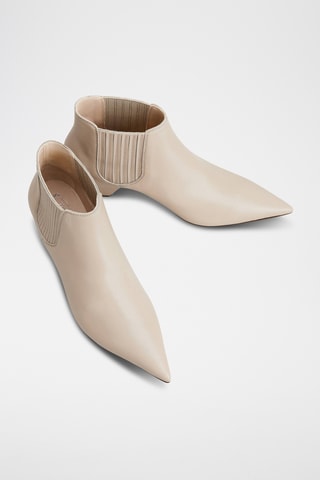Leren Enkellaarzen - Beige