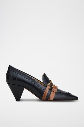 Leren Mocassins met Hak - Zwart