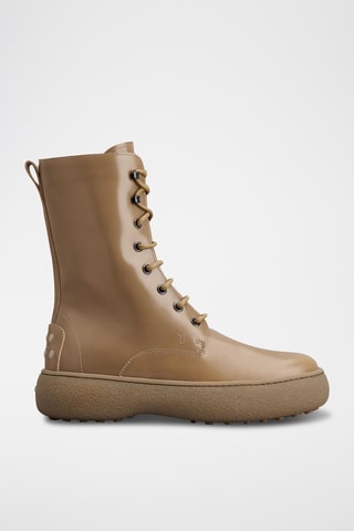 Leren Enkellaarzen - Beige