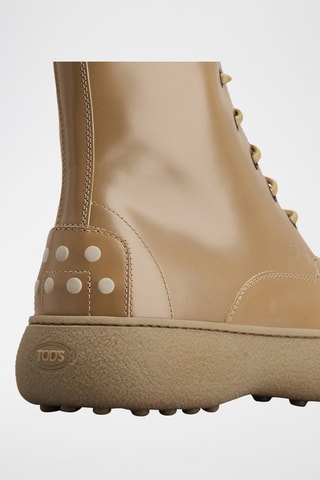 Leren Enkellaarzen - Beige