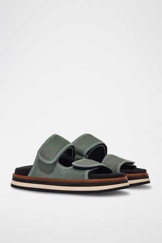 Leren Platform Sandalen - Groen