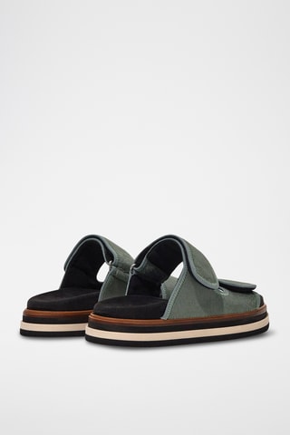 Leren Platform Sandalen - Groen