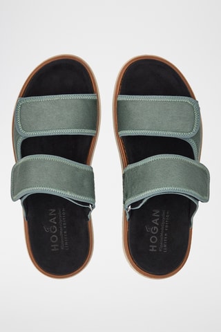Leren Platform Sandalen - Groen