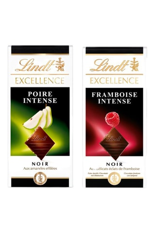 5 Tablettes Excellence noir Framboise intense & 5 Tablettes Excellence Noir Poire Intense - 10 x 100 g