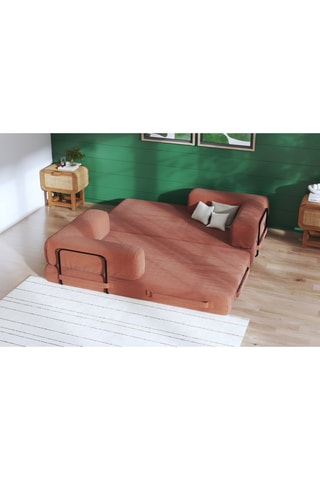 Sofá convertível Smart - Castanho - 2 lugares - Em tecido veludo