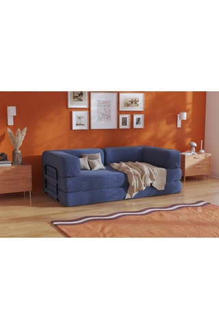 Sofá convertível Smart - Azul - 2 lugares - Em tecido veludo