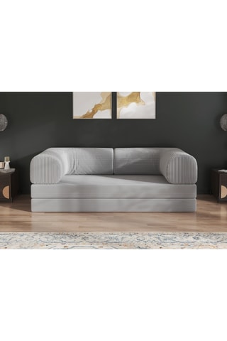 Conjunto sofá convertível Smart e capa - Cinzento - 2 lugares - Tecido veludo