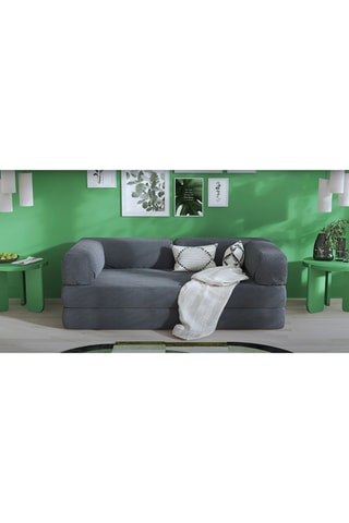 Conjunto sofá convertível Smart e capa - Antracite - 2 lugares - Tecido veludo