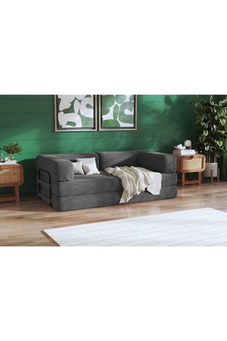 Conjunto sofá convertível Smart e capa - Antracite - 2 lugares - Tecido veludo