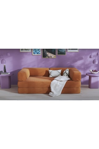 Conjunto sofá convertível Smart e capa - Castanho - 2 lugares - Tecido veludo