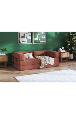 Conjunto sofá convertível Smart e capa - Castanho - 2 lugares - Tecido veludo
