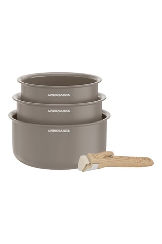 3 casseroles et 1 manche amovible - 16/18/20 cm