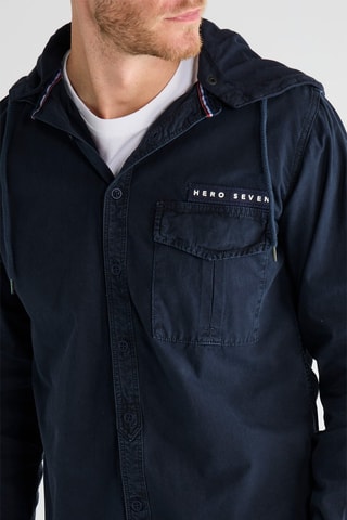 Sobrecamisa com capuz - Azul-marinho