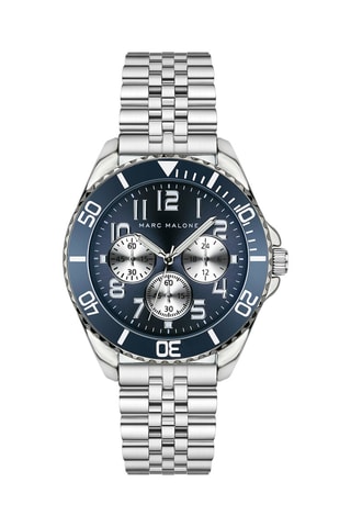 Montre à quartz en acier - Argenté et bleu - Marc Malone