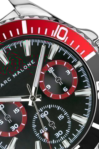 Montre à quartz en acier - Argenté et noir - Marc Malone