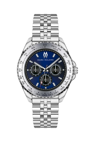 Montre à quartz en acier - Argenté et bleu - Marc Malone