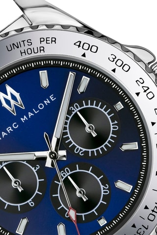 Montre à quartz en acier - Argenté et bleu - Marc Malone