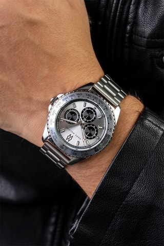 Montre à quartz en acier - Argenté et noir - Marc Malone