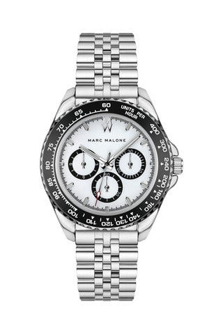 Montre à quartz en acier - Argenté et noir - Marc Malone