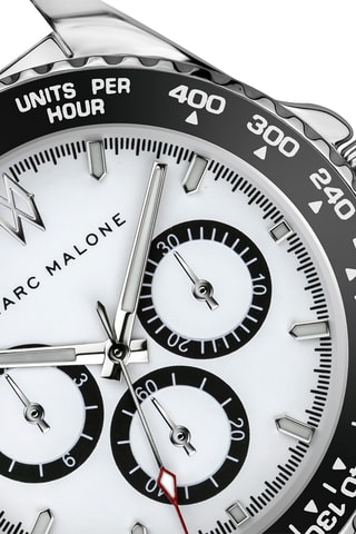 Montre à quartz en acier - Argenté et noir - Marc Malone