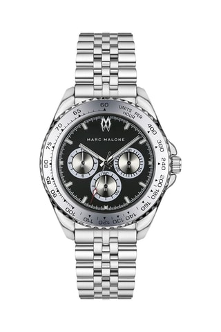 Montre à quartz en acier - Argenté et noir - Marc Malone